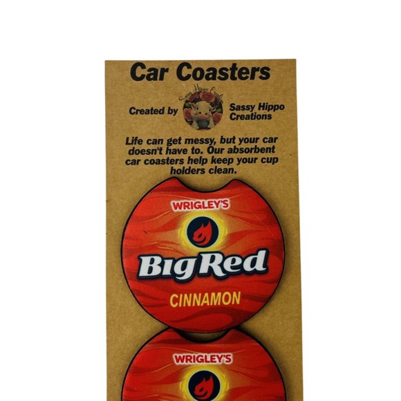 Car Coasters Big Red Cinnamon Bubble Gum Wrigley's Snack Set of 2 Neoprene - Picture 7 of 9